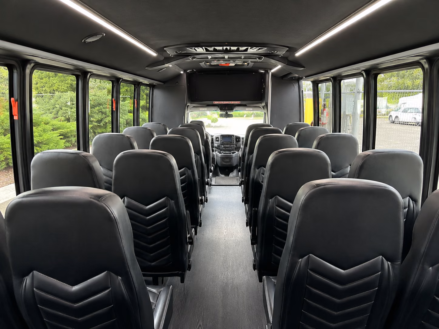 orange 18 passenger minibus interior