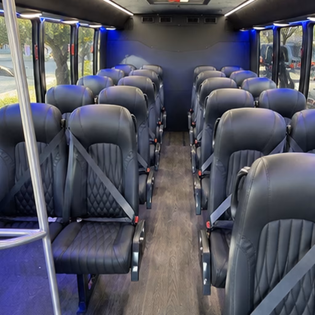 orange 28 passenger minibus interior