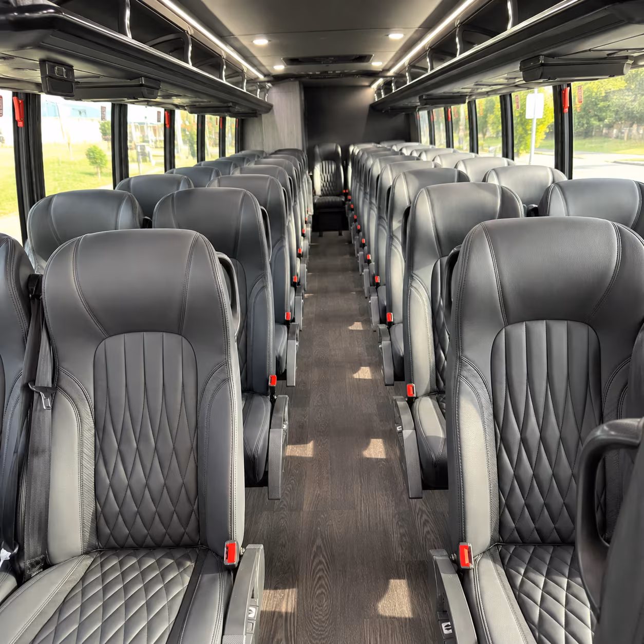 orange 30 passenger minibus interior