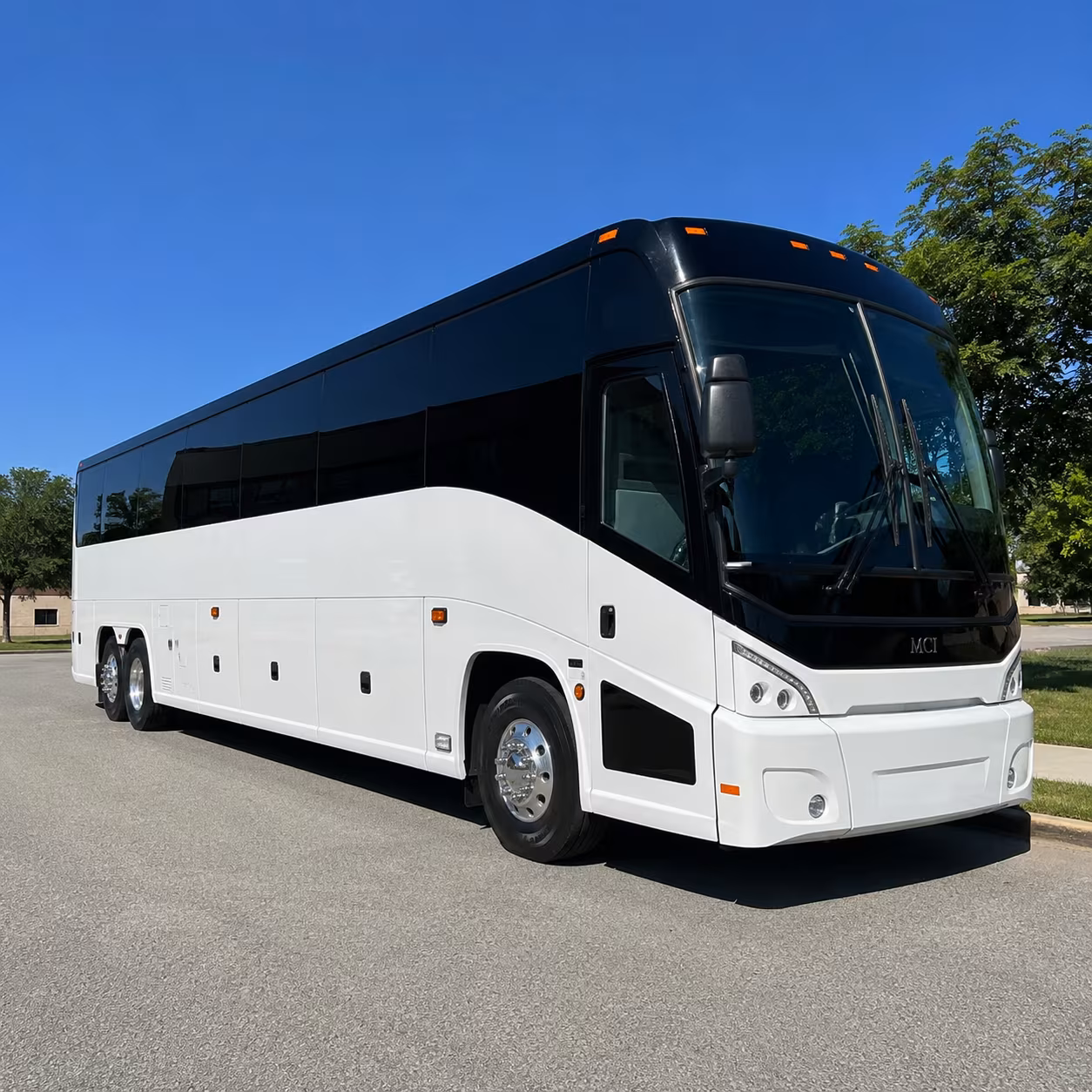 orange 40 passenger charter bus