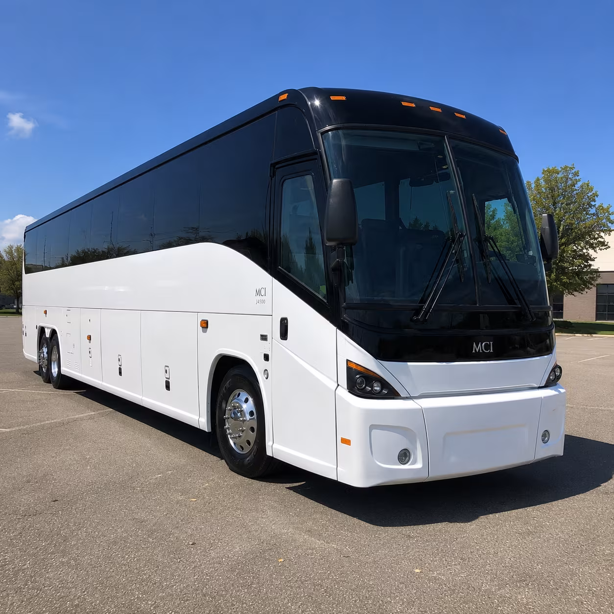 orange 45 passenger charter bus