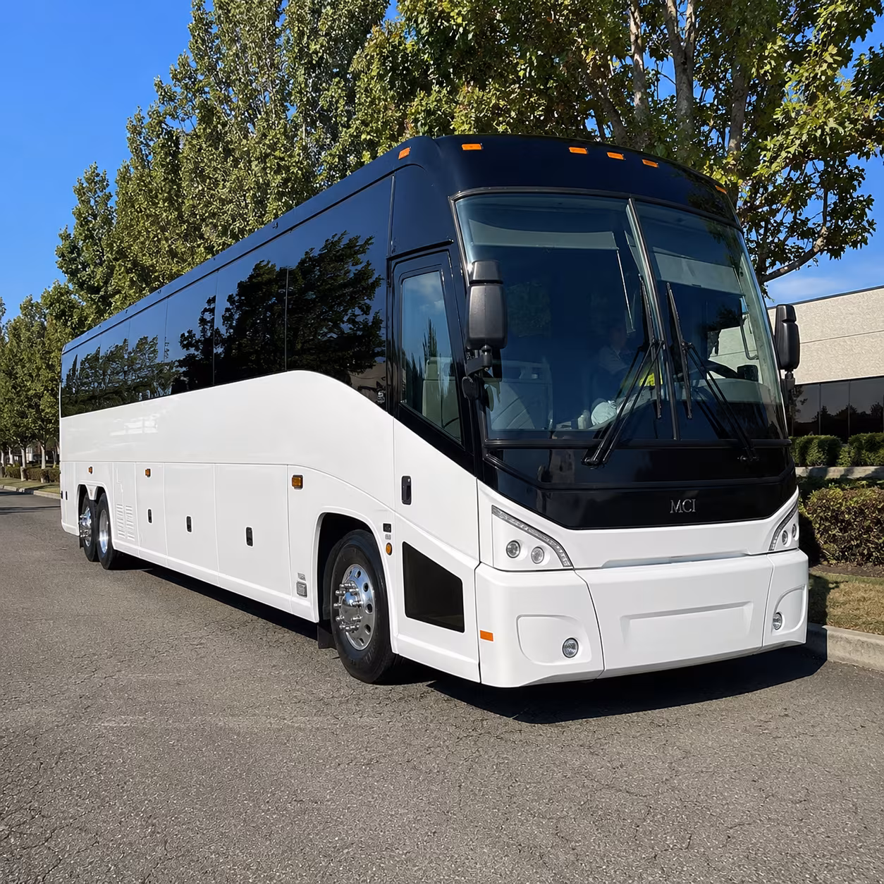 orange 50 passenger charter bus