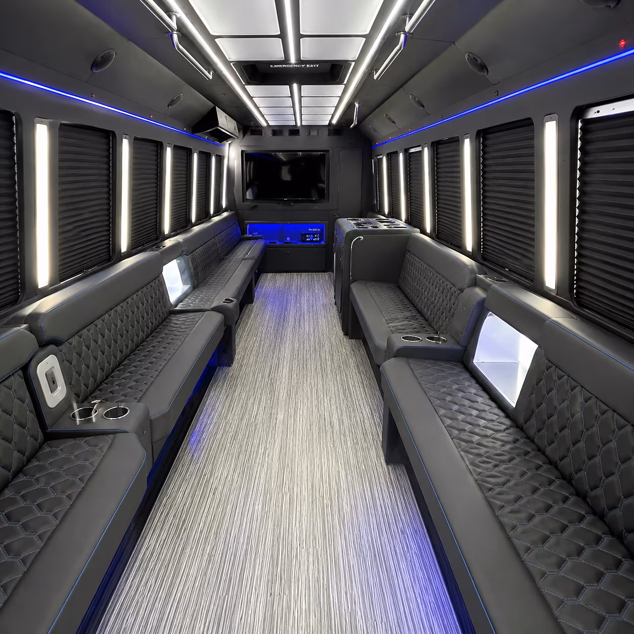 orange party bus inside