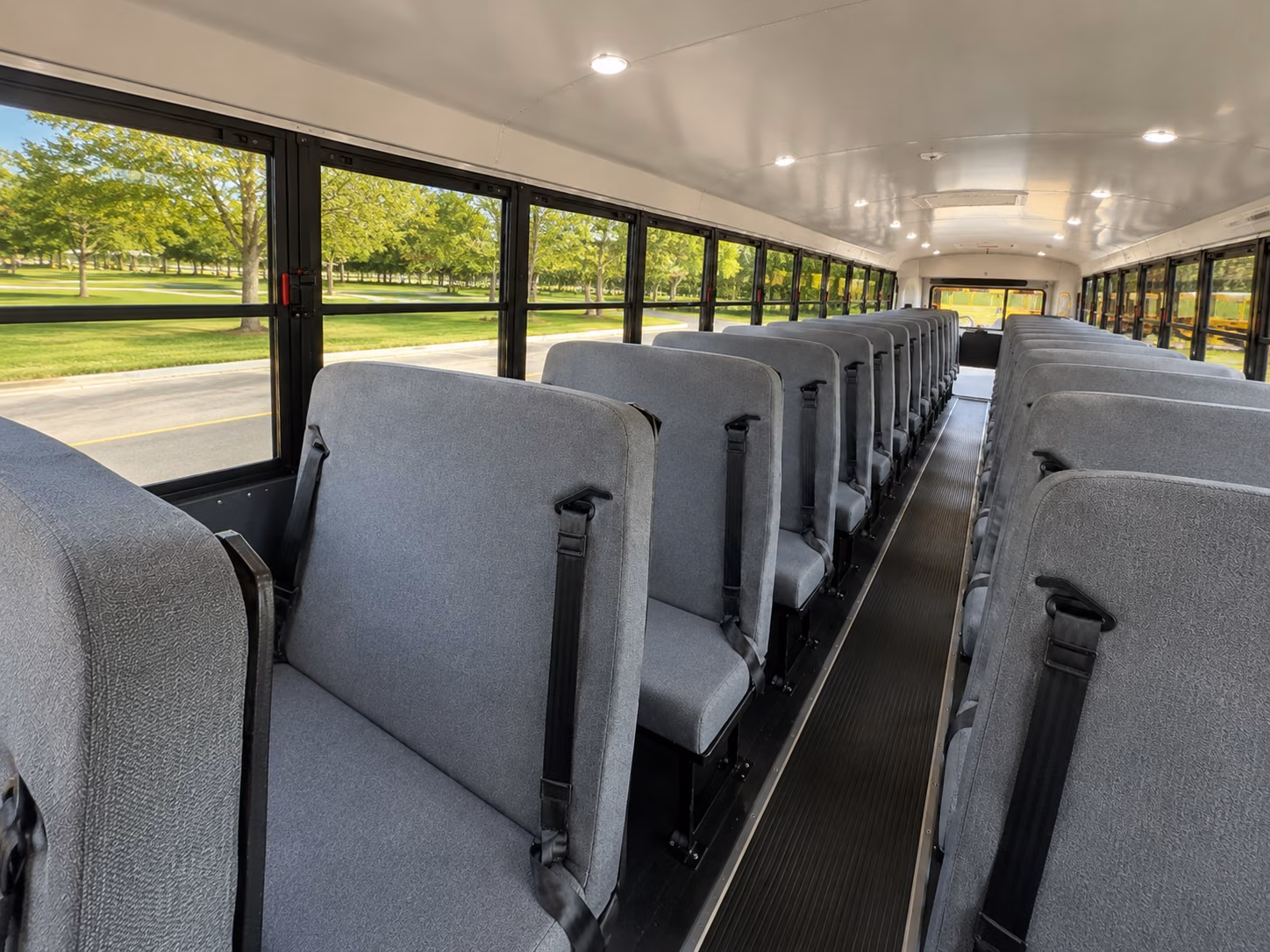 orange school bus inside