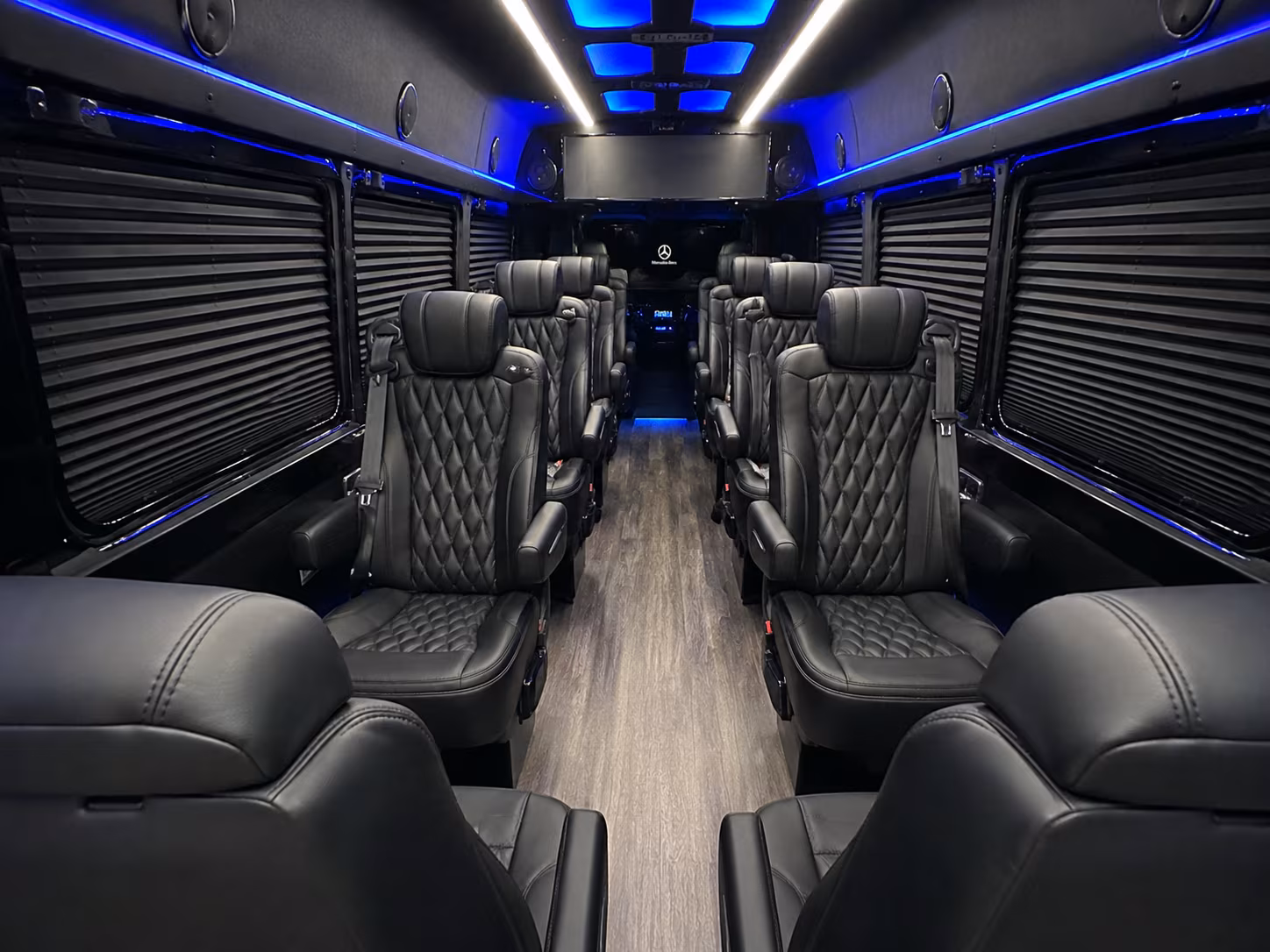 orange sprinter van with driver interior